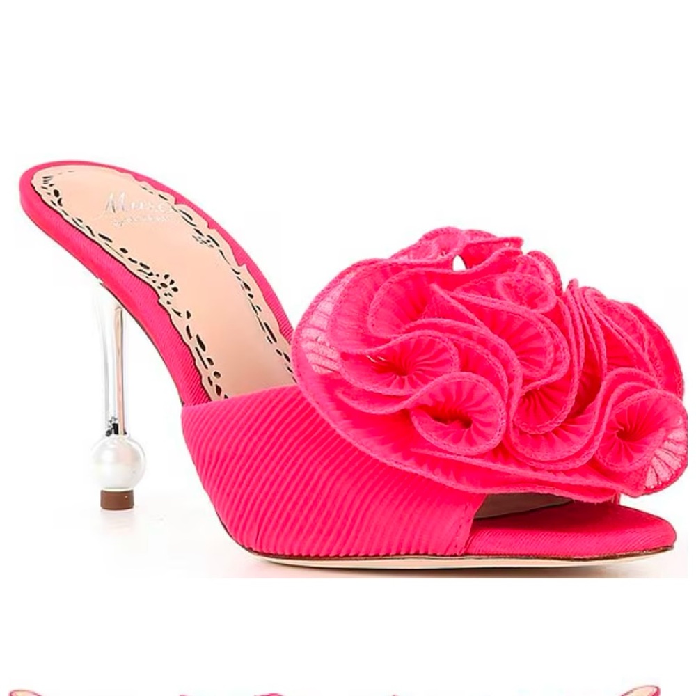 Muse by Marchesa Vibrant Pink Heels with Floral Design. - Picture 9 of 9